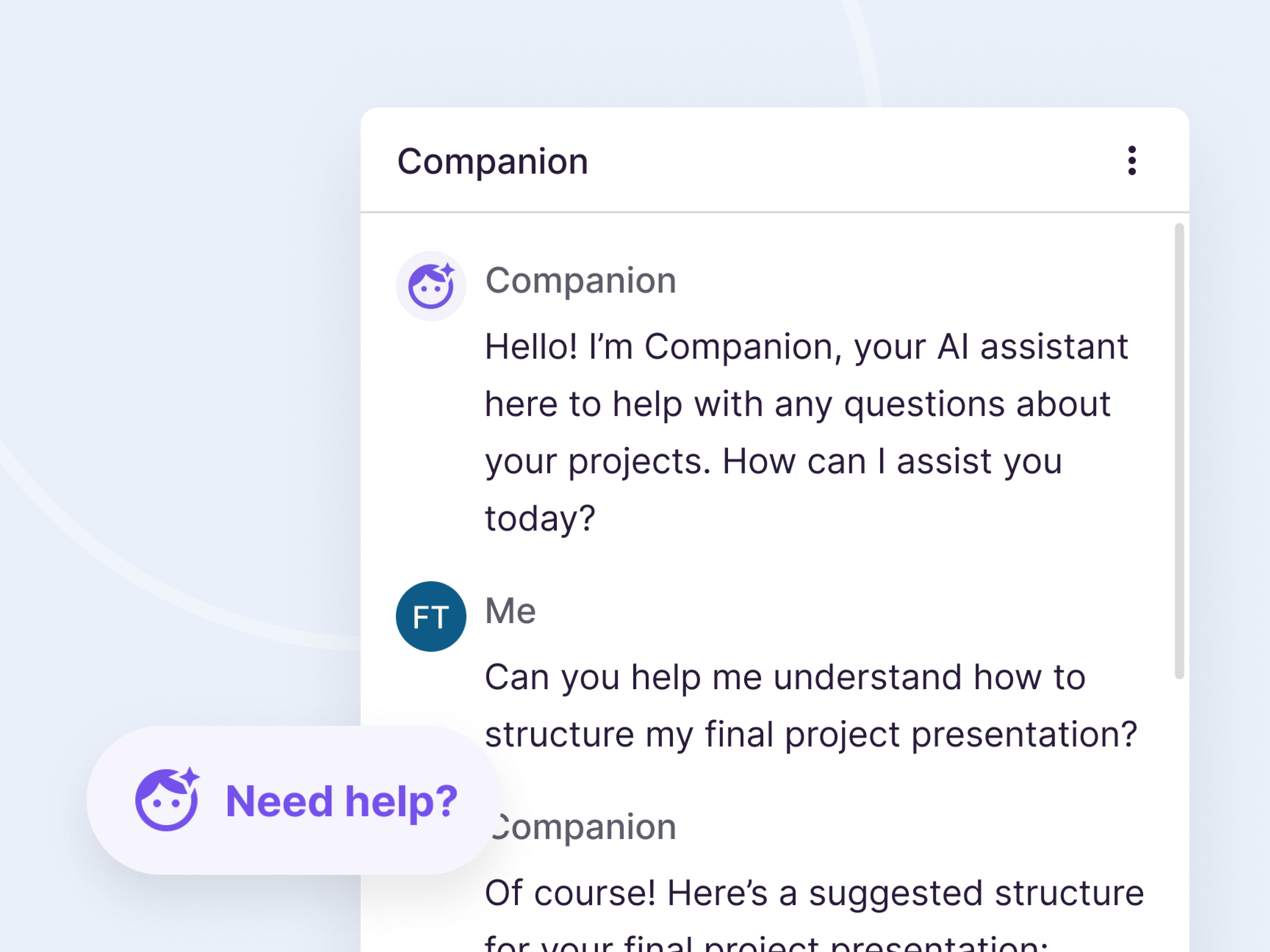 Exploring and prototyping Companion, an AI-powered assistant offering personalized support